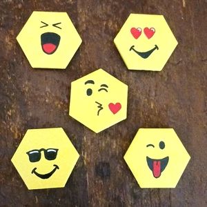 Five Hand Painted Emoji Magnets